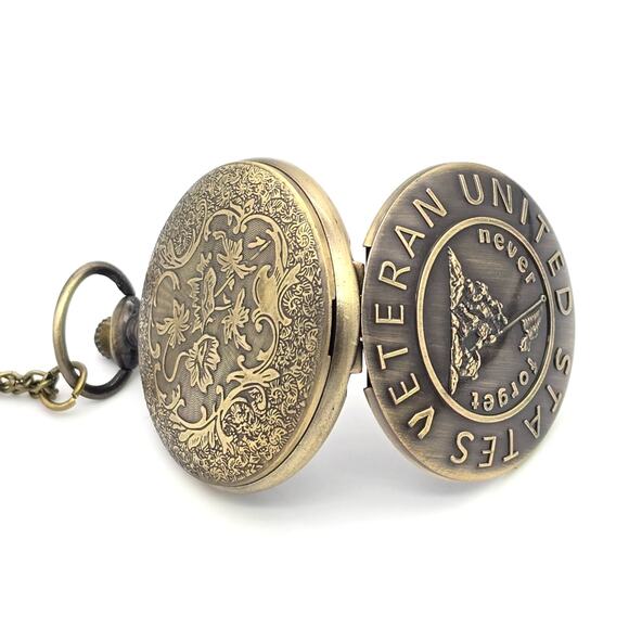 Veteran's Pocket Watch - Military Personalized Gift Army Navy Marines Veteran - Picture 4 of 10